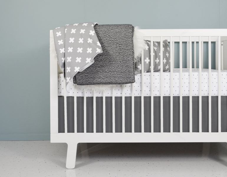 Charcoal Grey Crib Skirt | | 100% Cotton - Olli+Lime
